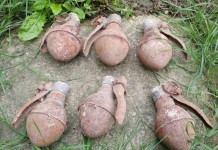 Opt grenade descoperite în localitatea Șag