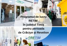 Programul de lucru RETIM în județul Timiș pentru perioada de Crăciun și Revelion