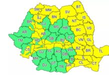 Cod galben de ploi torențiale și vânt puternic în mare parte din țară
