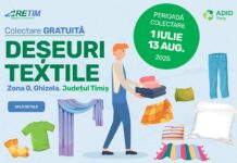 RETIM şi ADID Timiş lansează o nouă campanie de colectare a deșeurilor textile cu predare GRATUITĂ în Zona 0 Ghizela
