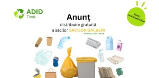 Continuă distribuția gratuită a sacilor galbeni în 71 de localități din Timiș!