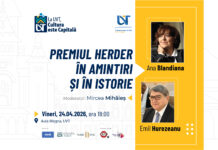 „Premiul Herder în amintiri și în istorie”, eveniment cultural organizat de Universitatea de Vest din Timișoara, cu Ana Blandiana și Emil Hurezeanu
